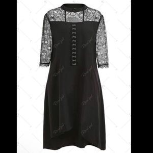 RoseGal black Goth dress with lace skulls high low Rose Gal size 2X